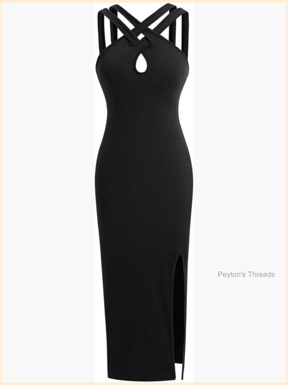 Sleeveless Criss Cross Bodycon Midi Dress with Slit - Picture 1 of 5
